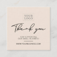 Beige Simple Business Thank you Insert Card
