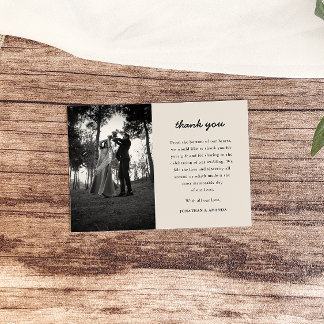 Beige Simple Minimalist Photo Wedding Thank You Card
