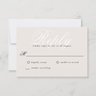 Beige Simple Modern Elegant Minimal Monogram RSVP