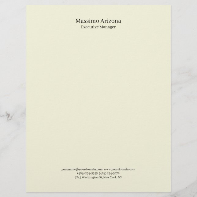 Beige Simple Plain Professional Modern Minimailst Custom Letterhead (Front)