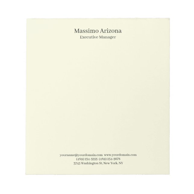 Beige Simple Plain Professional Modern Minimailst Notepad (Front)