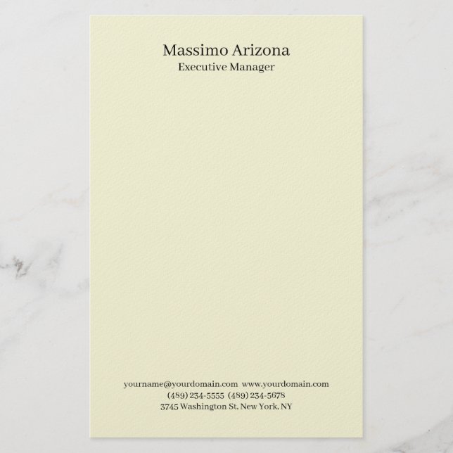 Beige Simple Plain Professional Modern Minimailst Stationery (Front)
