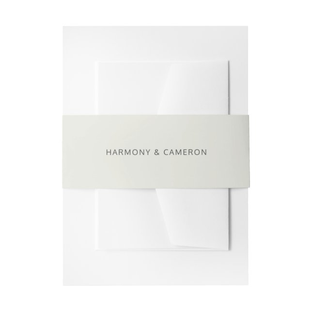 Beige Simple Solid Colour Names Wedding Invitation Belly Band (Front Example)
