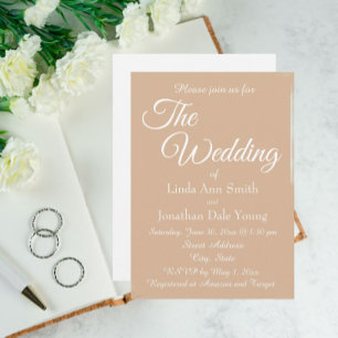 Beige Simple Style Wedding Invitation