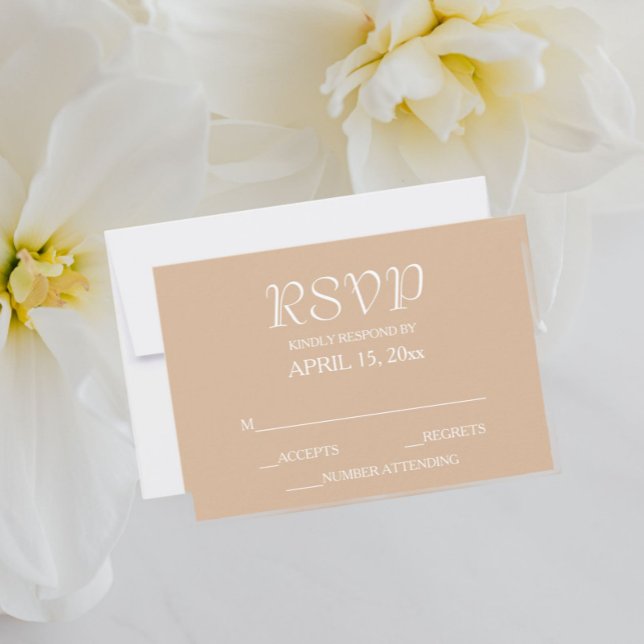 Beige Simple Style Wedding RSVP Card (In Situ Wedding)
