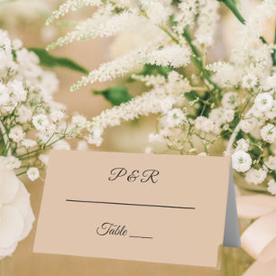 Beige Simple Stylised Script Wedding Place Card