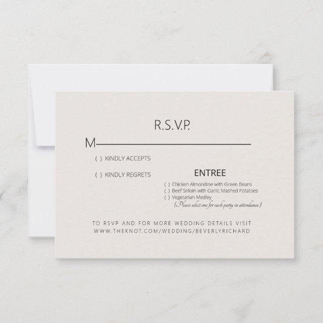 Beige Simplicity Wedding RSVP Card (Front)