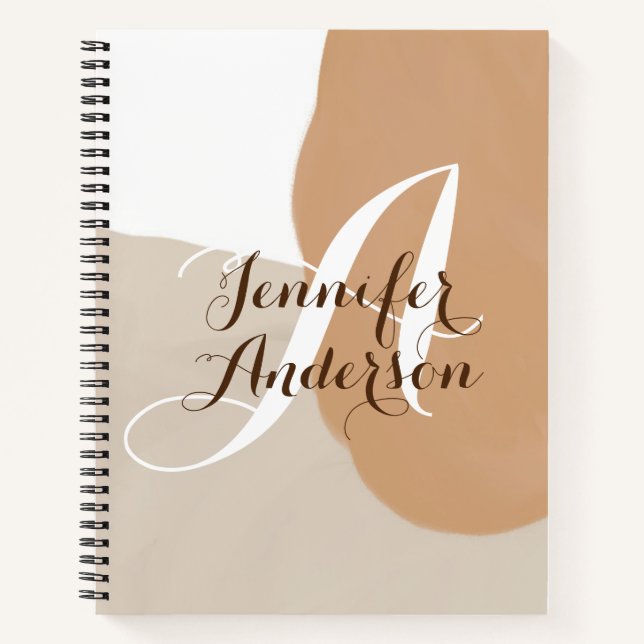 Beige Sketchbook minimalist monogram name initial Notebook (Front)