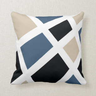 Beige Slate Black White Geometric Cushion