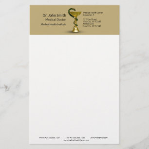 Beige Snake Medical Bowl Hygieia Gold Caduceus Stationery