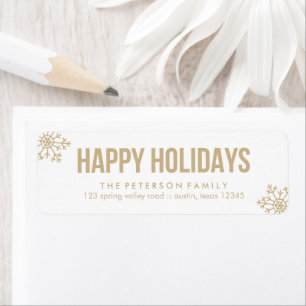 Beige Snowflake Holiday Return Address Label