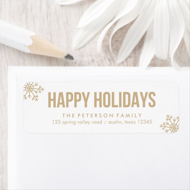 Beige Snowflake Holiday Return Address Label (Insitu)