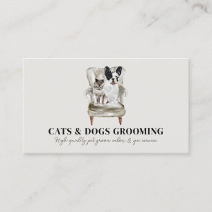 Beige Sofa Frenchie Dog Cat Pet Sitter Home Business Card
