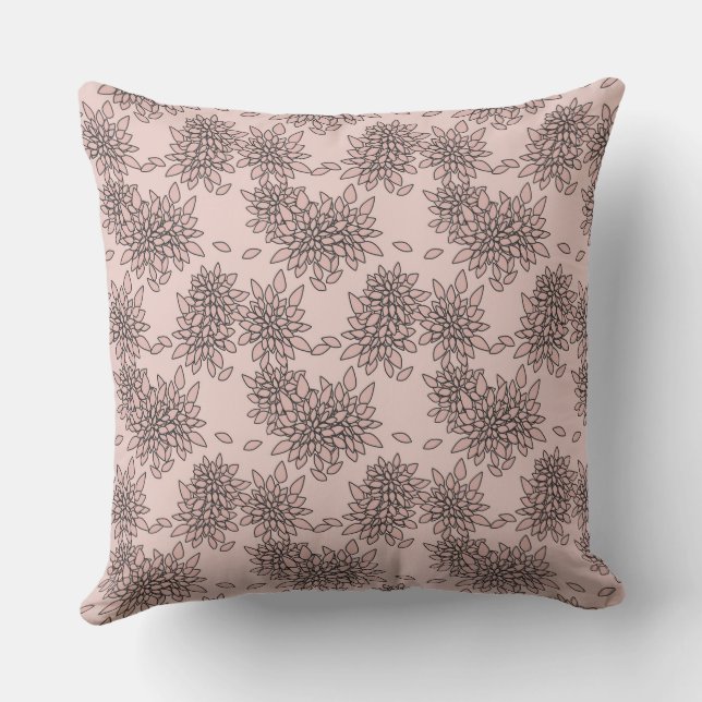 beige solid floral abstract pattern retro sixties cushion (Back)