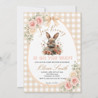 Beige Some Bunny is on the Way Baby Shower Invitation