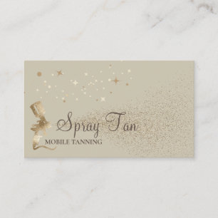 Beige Sparkle Gold Tanning Business Card