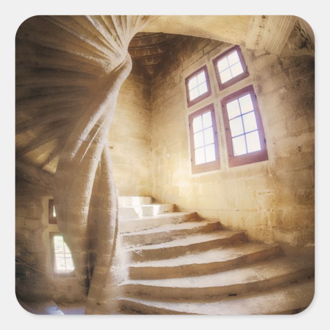 Beige spirl staircase, France Square Sticker (Front)