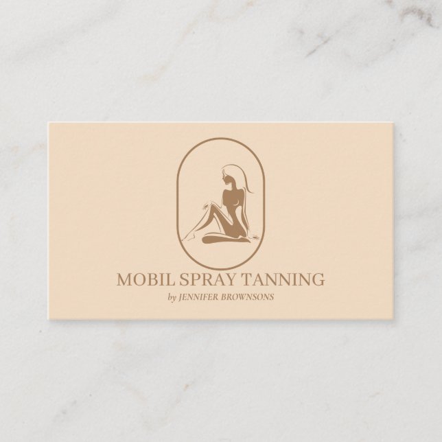 Beige Spray Tan woman Boho Body Skincare Business Card (Front)