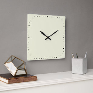 Beige Square Wall Clock With Without Numbers