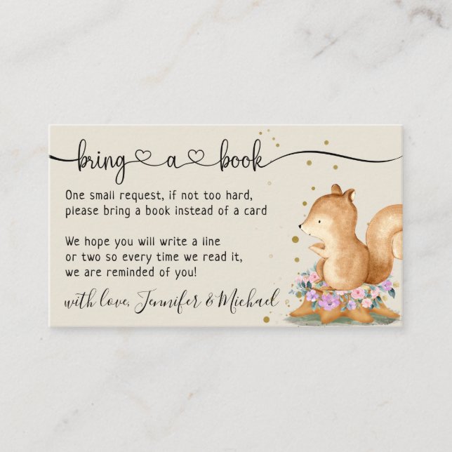 Beige Squirrel Bring a book Enclosure Card (Front)