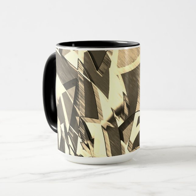 Beige streaks over brown image with drizzle mug (Front Left)