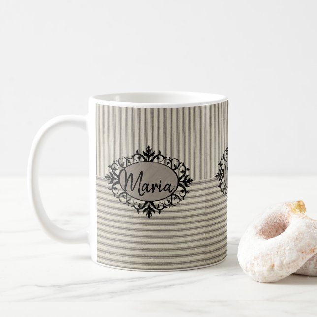 Beige Stripe Mug (With Donut)