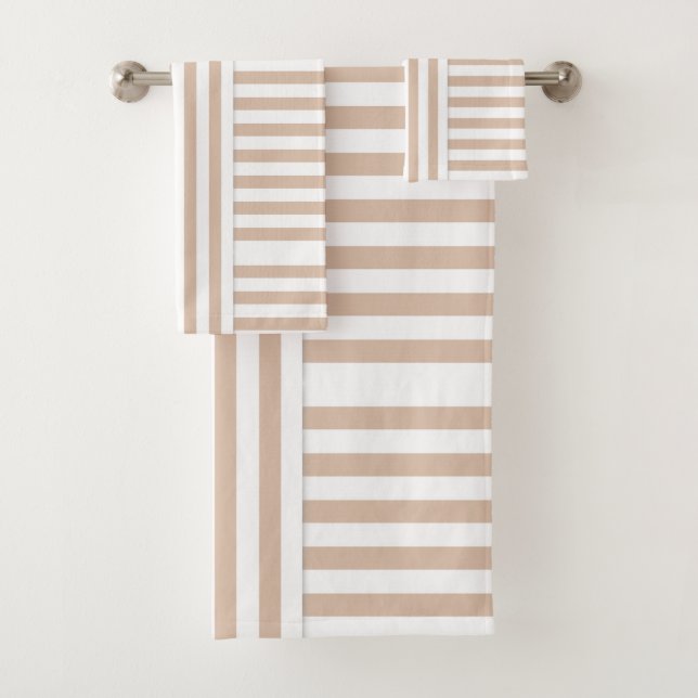 beige striped bath towel set (Insitu)