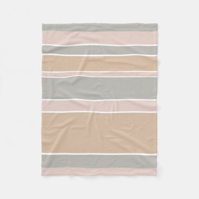 Beige stripes fleece blanket (Front)