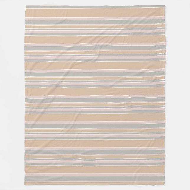 Beige stripes fleece blanket (Front)