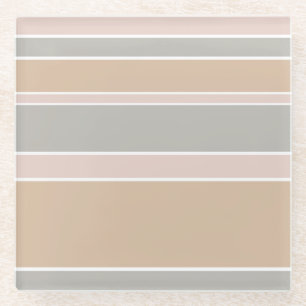 Beige stripes glass coaster