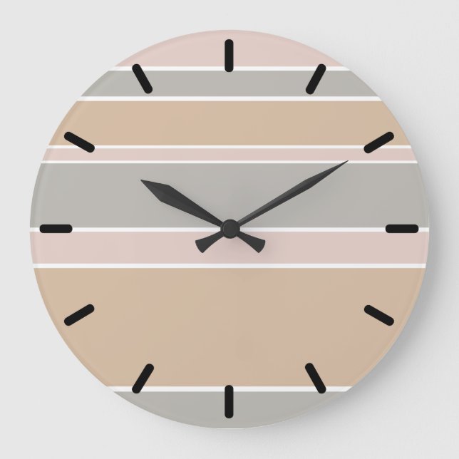 Beige stripes large clock (Front)