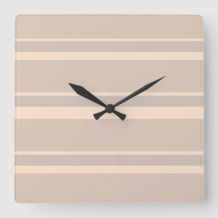 Beige Stripes Square Wall Clock
