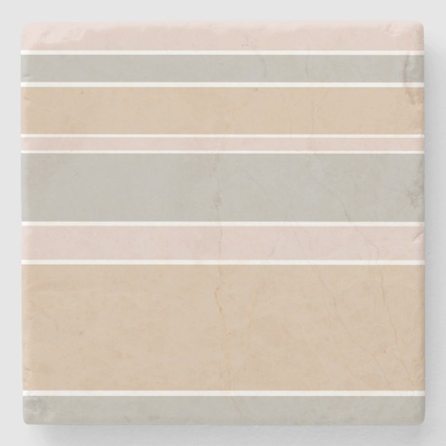 Beige stripes stone coaster (Front)