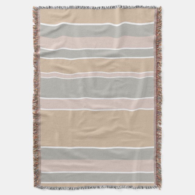 Beige stripes throw blanket (Front Vertical)
