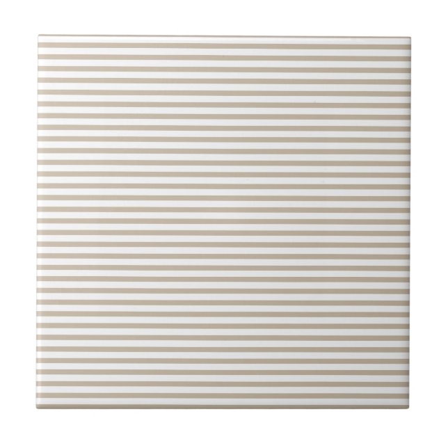 Beige stripes white background pattern ceramic tile (Front)