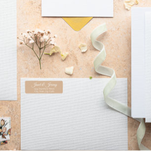 Beige Stylised Names Wedding Address Return Address Label