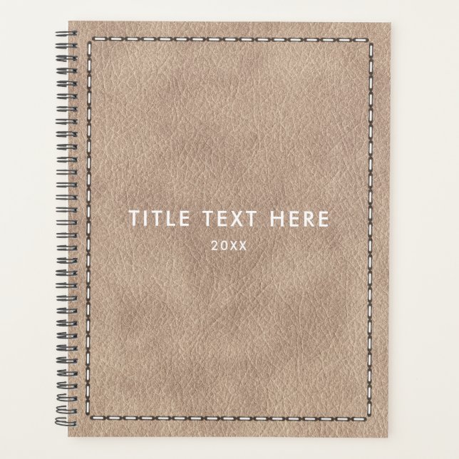 Beige Suede Leather Texture & Stitching 2026 Planner (Front)