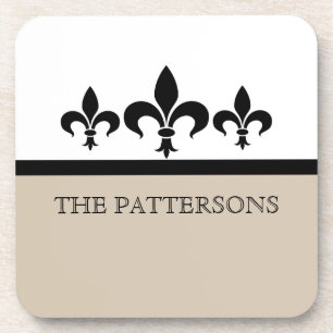 Beige Swanky Fleur De Lis Coaster Set
