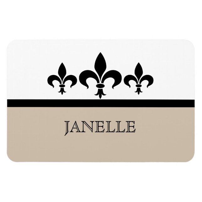 Beige Swanky Fleur De Lis Flexi Magnet (Horizontal)