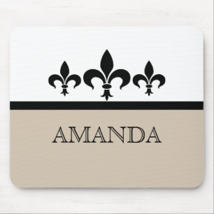 Beige Swanky Fleur De Lis Mousepad
