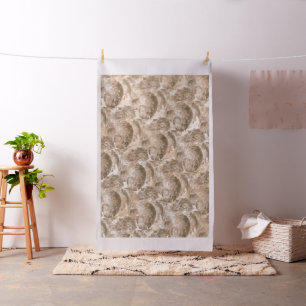 Beige Swirl Wallpaper. Coral Leaf Textile Fabric
