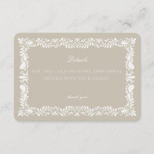 Beige Talavera Tile  Detail Card Invitation Insert