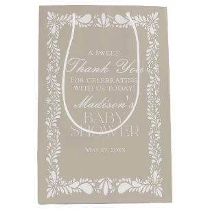 Beige Talavera Tile Fiesta Baby Shower Favours Medium Gift Bag