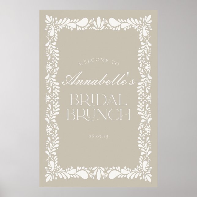 Beige Talavera Tile Fiesta Bridal Brunch Welcome Poster (Front)
