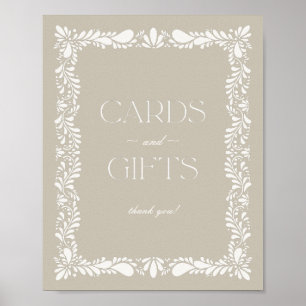 Beige Talavera Tile Spanish Cards and Gifts Sign
