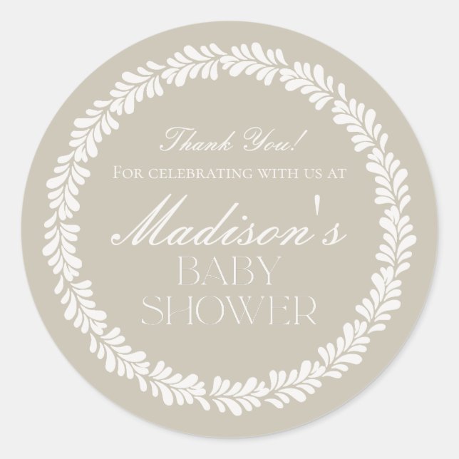 Beige Talavera Tile Spanish Fiesta Baby Shower Classic Round Sticker (Front)