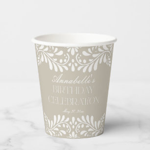 Beige Talavera Tile Spanish Fiesta Birthday Party Paper Cups