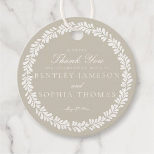 Beige Talavera Tile Spanish Fiesta Wedding Circle Favour Tags