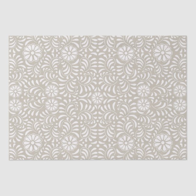 Beige Talavera Tile Spanish Style Fiesta Tissue Paper (Front)