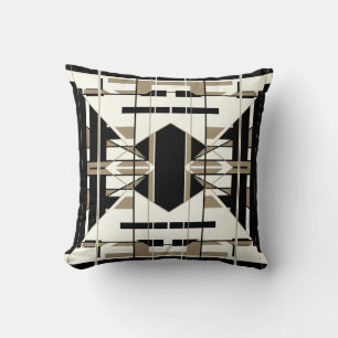 Beige Tan Black Southwest Native American Look Cushion